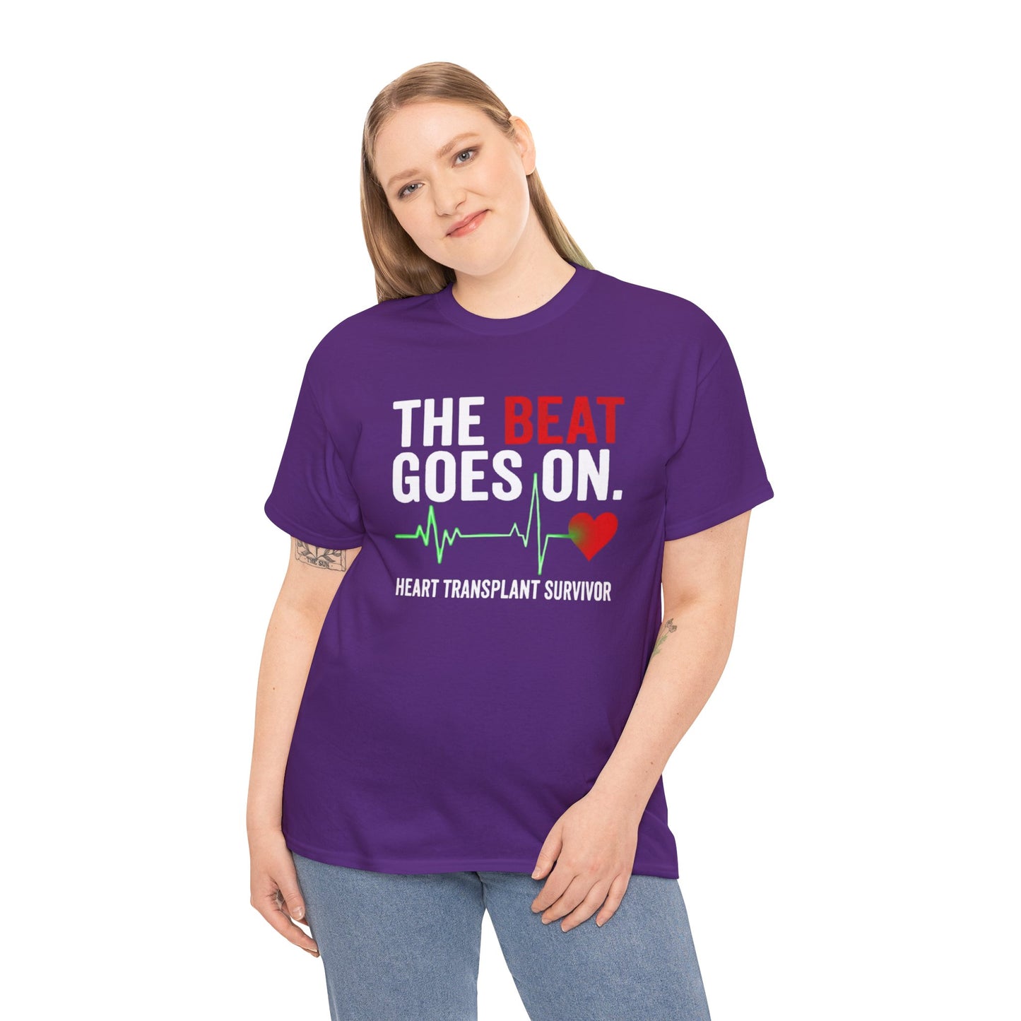 Heart Transplant Survivor T-Shirt - "The Beat Goes On" Cardiovascular Awareness Tee