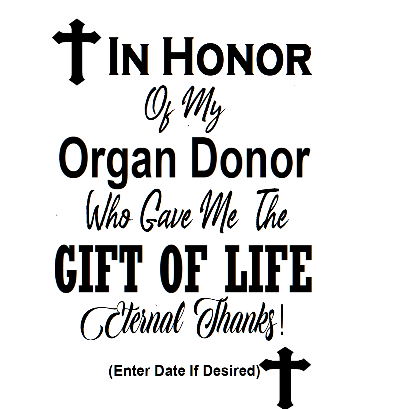 In Honor of My Organ Donor Car Decal | USAVinyls