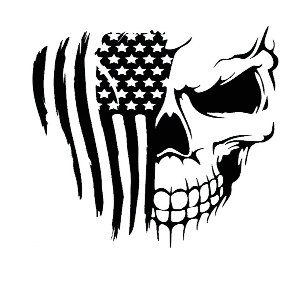 “Black matte Skull with American Flag decal