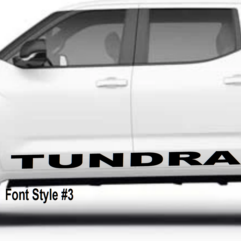 White Toyota Tundra truck with 'TUNDRA' branding on a white background