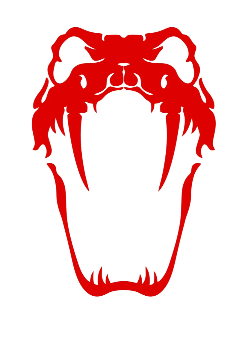 “Viper snake vinyl hood/side car decal, white, large size, die‑cut with no background on black hood”