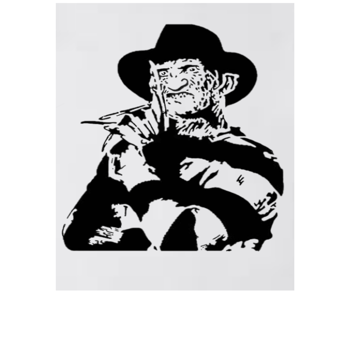 Freddy Kreuger vinyl decal in black, no background, die-cut