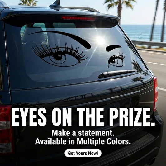 Glam Eyes / Sexy Eyes vinyl car/wall decal, white, 45×25.8, die‑cut with no background