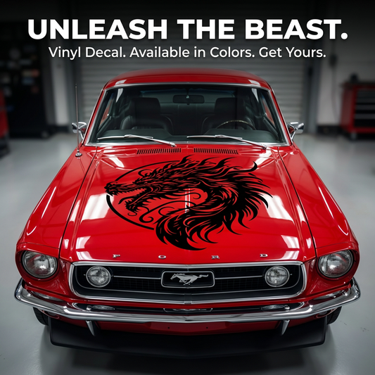 “Dragon vinyl car/wall decal, white, 24×24, die‑cut with no background”