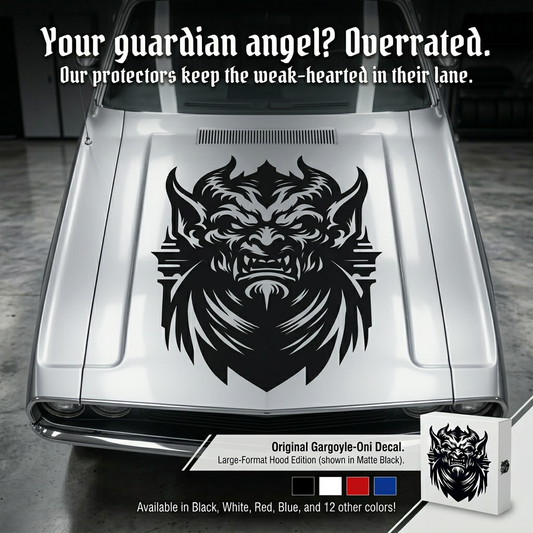 Black matte Gargoyle square decal, 29×29, applied to smooth interior wall