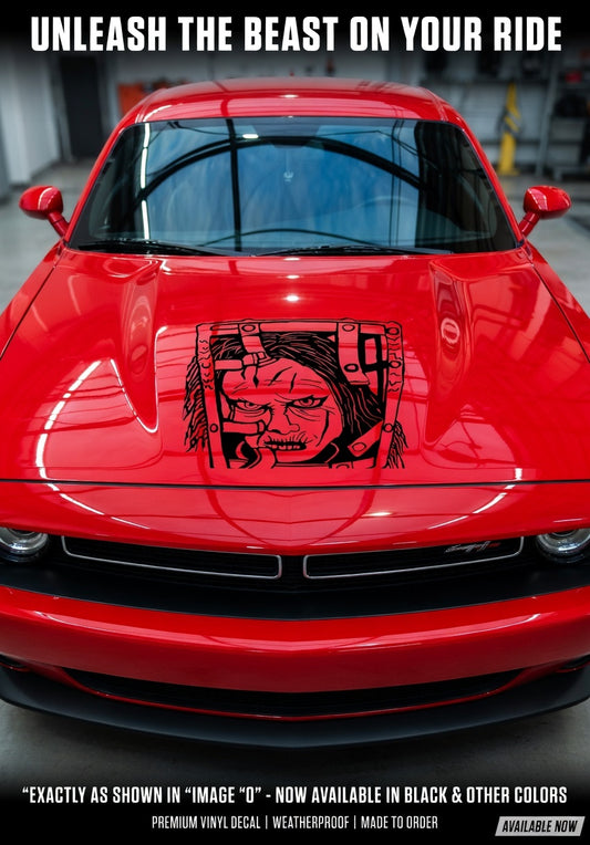Jackal‑inspired horror vinyl car/wall decal, black, die‑cut with no background