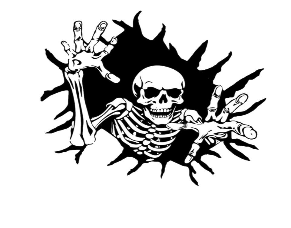Skeleton Sticker, Grim Reaper Hood Graphic