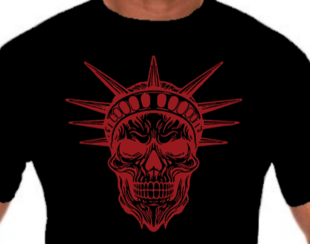 Skull with Crown unisex graphic t‑shirt, black with white print, front view