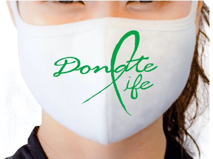 Donate Life HTV (heat transfer vinyl) Mask, Organ Donor Mask, Transplant Mask, Organ Donation Mask, Spare Parts Mask, Kidney Mask