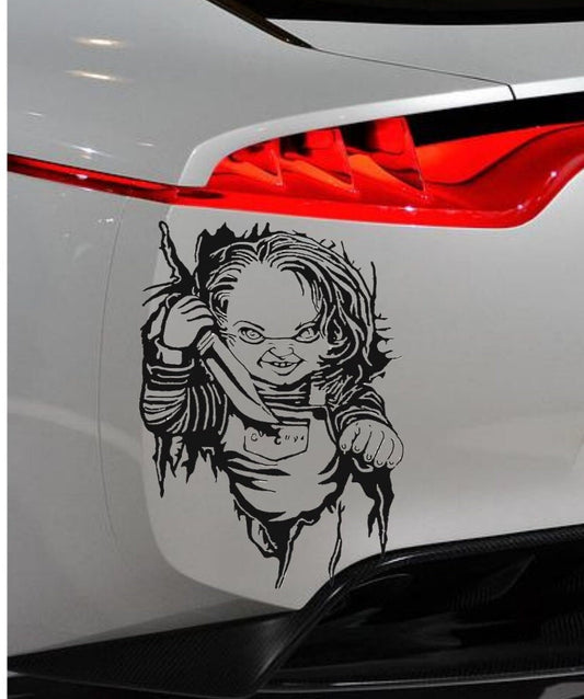 Chucky Decal, Chucky Sticker, Horror Sticker, Horror Decal, Chucky Hood Graphic, Chucky Hood Decal, Chucky Auto, Chucky Horror