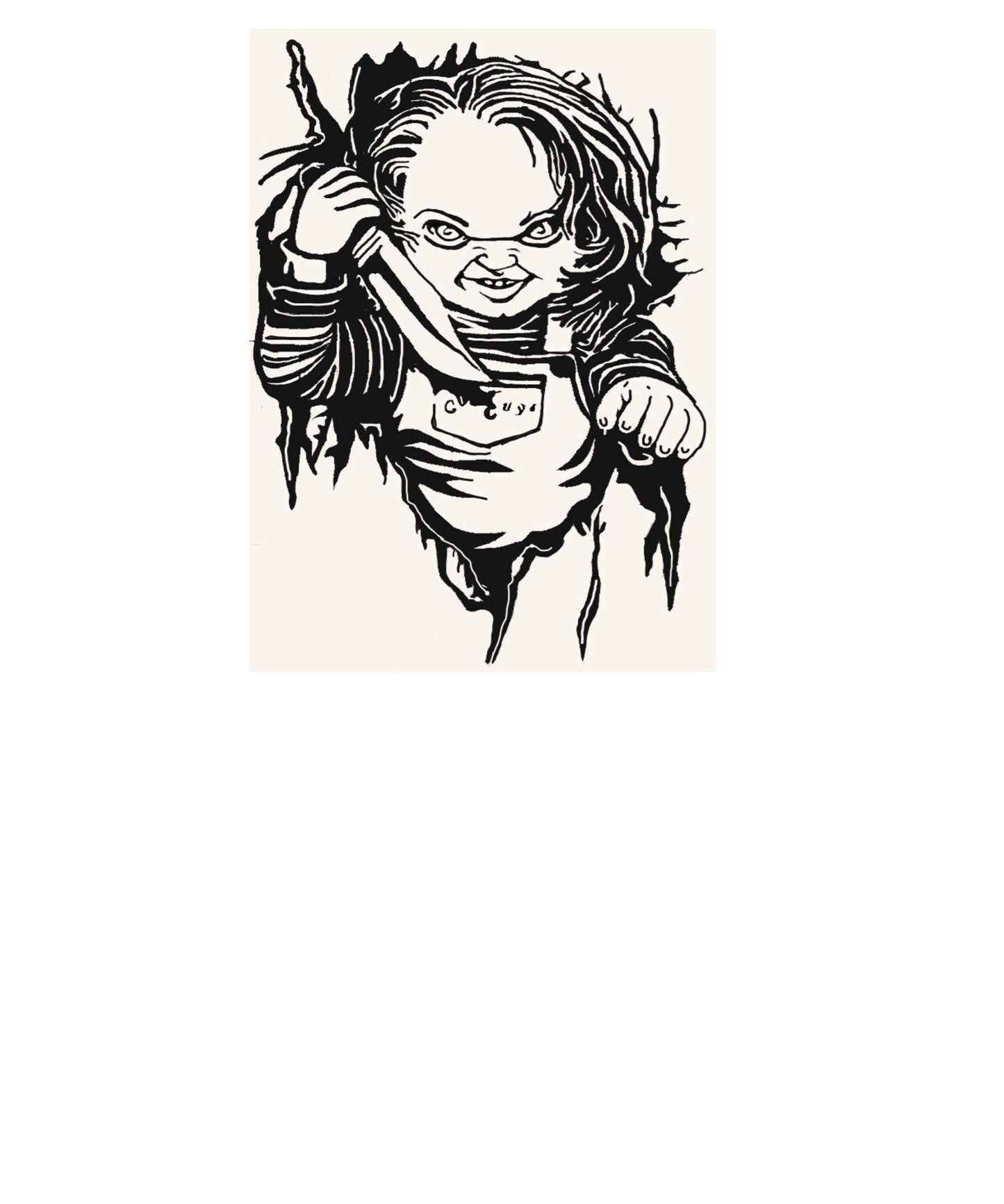 Chucky Decal, Chucky Sticker, Horror Sticker, Horror Decal, Chucky Hood Graphic, Chucky Hood Decal, Chucky Auto, Chucky Horror