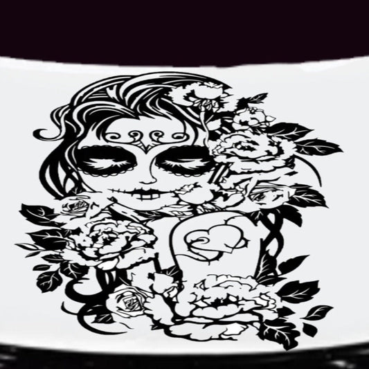 Sugar Skull Grim Reaper, Sugar Skull Decal, Sugar Skull Sticker, Sugar Skull Hood Graphic, Female Skull Decal, Female Skull Sticker