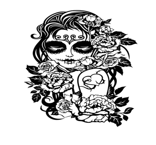 Sugar Skull Grim Reaper, Sugar Skull Decal, Sugar Skull Sticker, Sugar Skull Hood Graphic, Female Skull Decal, Female Skull Sticker