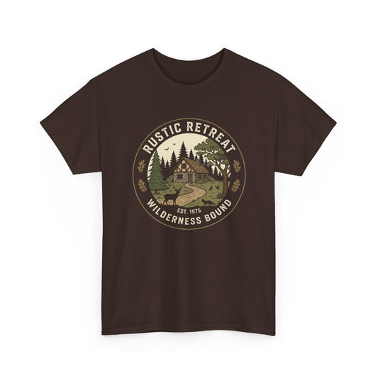Rustic Retreat Wilderness Tee — Cabin Nature Camping Shirt
