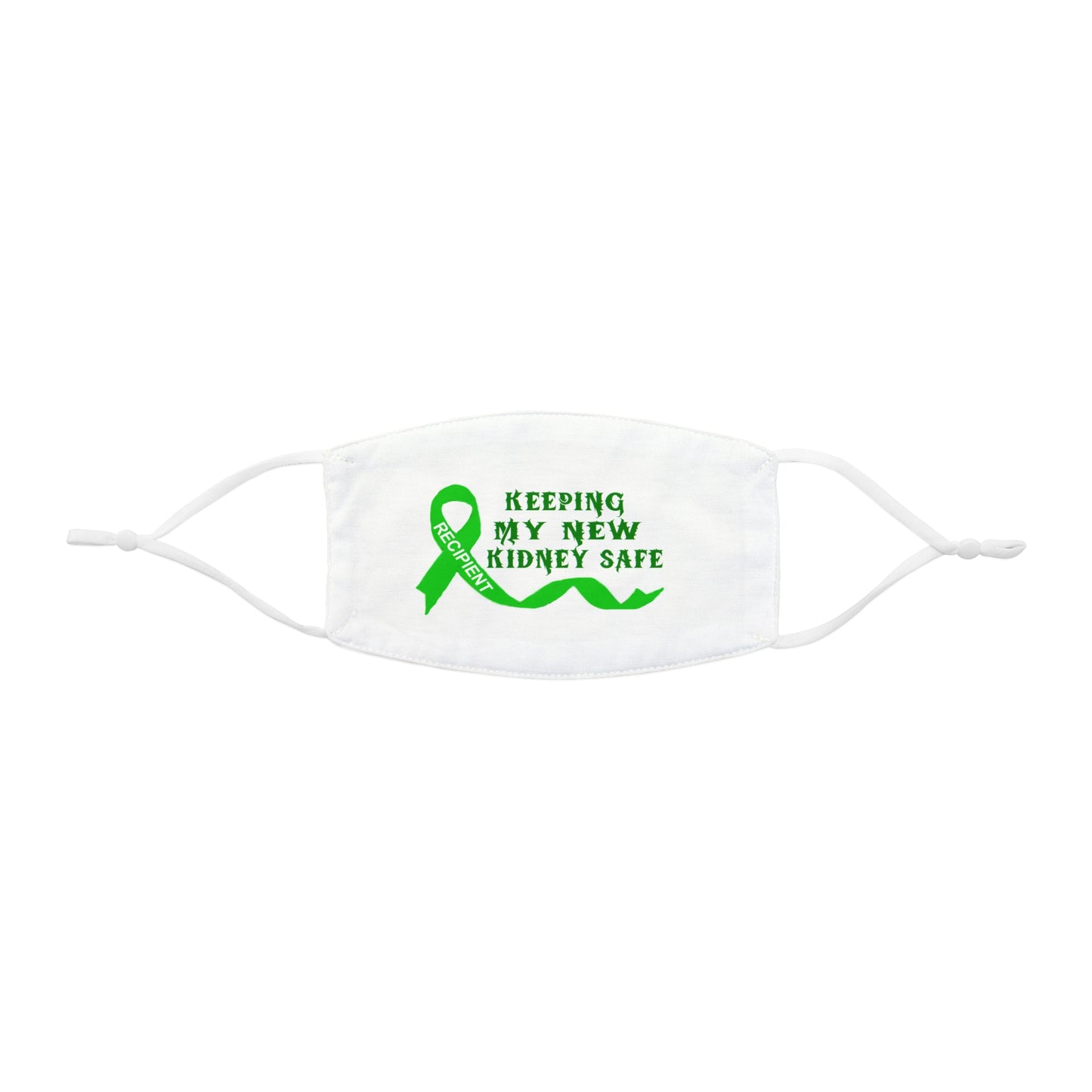 Kidney Awareness Face Mask - Keeping My New Kidney Safe, Health Accessory, Gift for Surgery Recovery, Support Mask, Green Ribbon