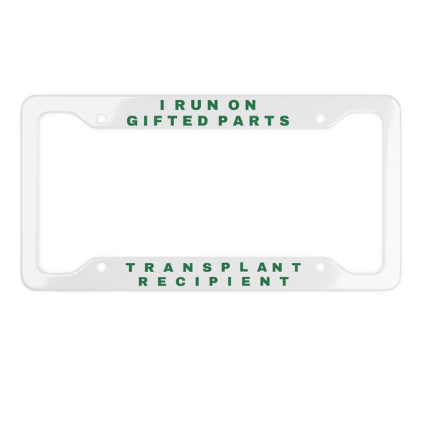 Organ donation ‘Transplant Recipient’ plate frame mounted on car, matte finish, standard 12×6 fit