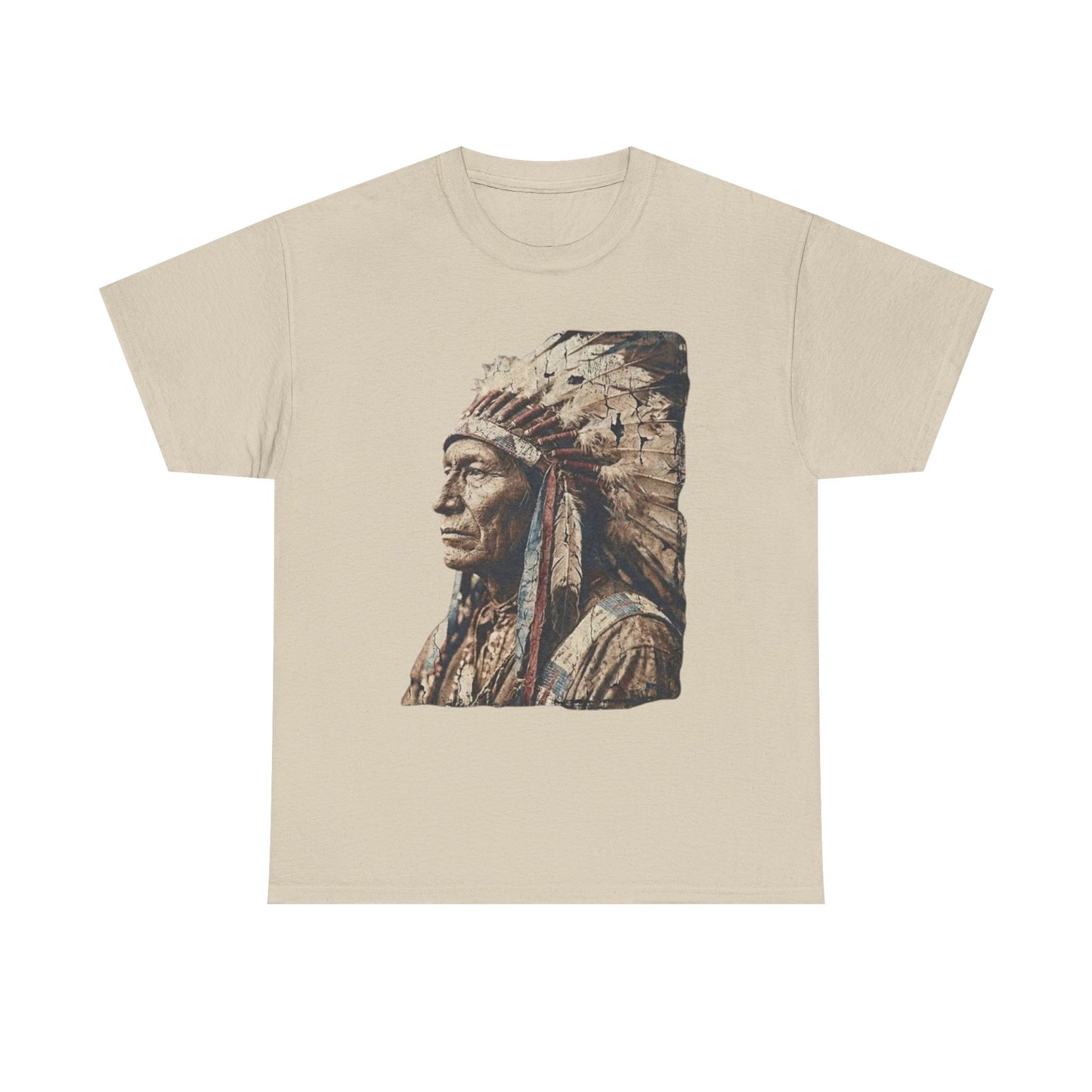Native Chief Portrait T‑Shirt — Vintage Headdress Graphic Tee