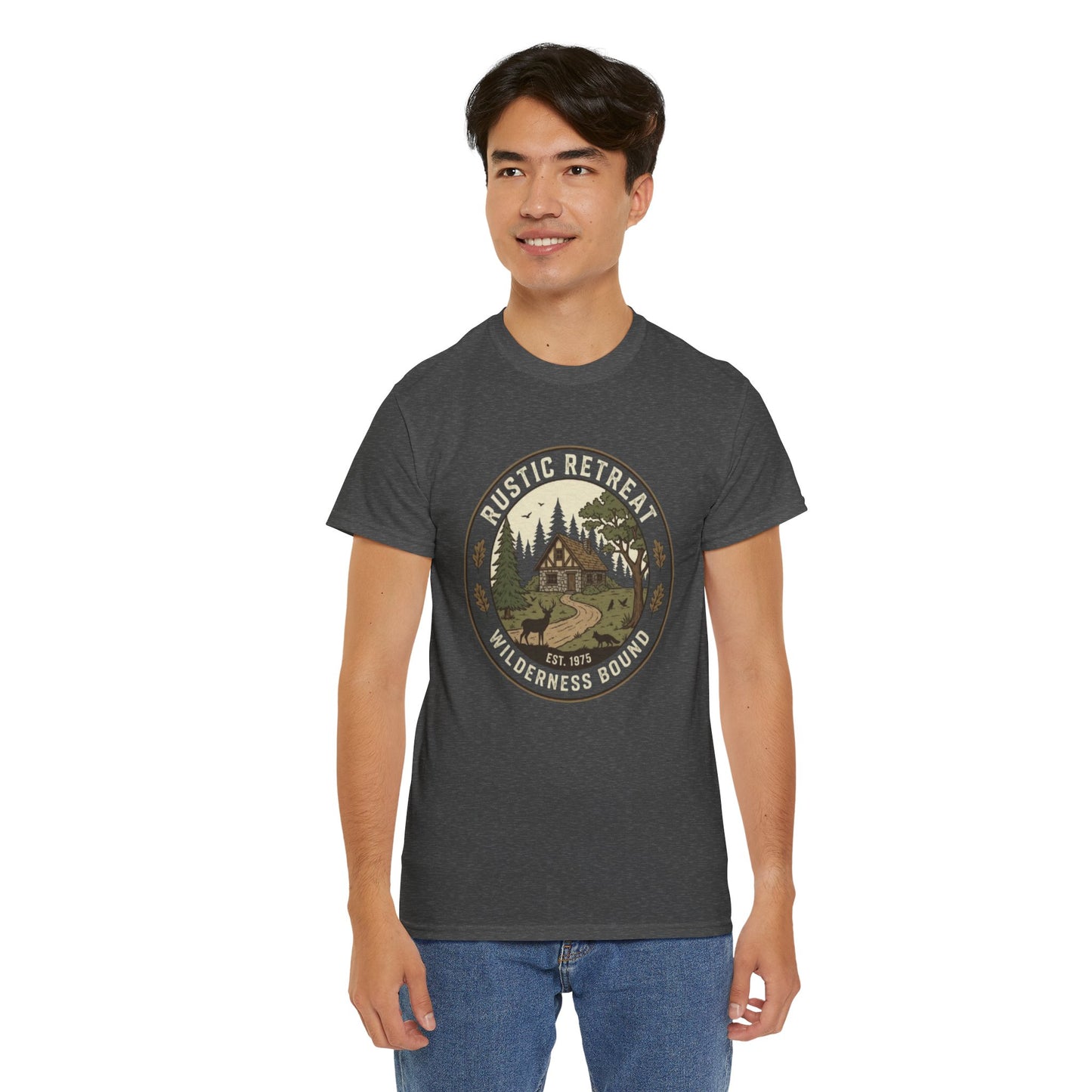 Rustic Retreat Wilderness Tee — Cabin Nature Camping Shirt