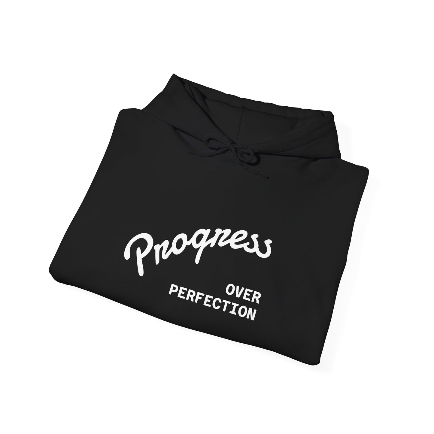 Progress Over Perfection Hoodie | Minimal Script Motivational Sweatshirt