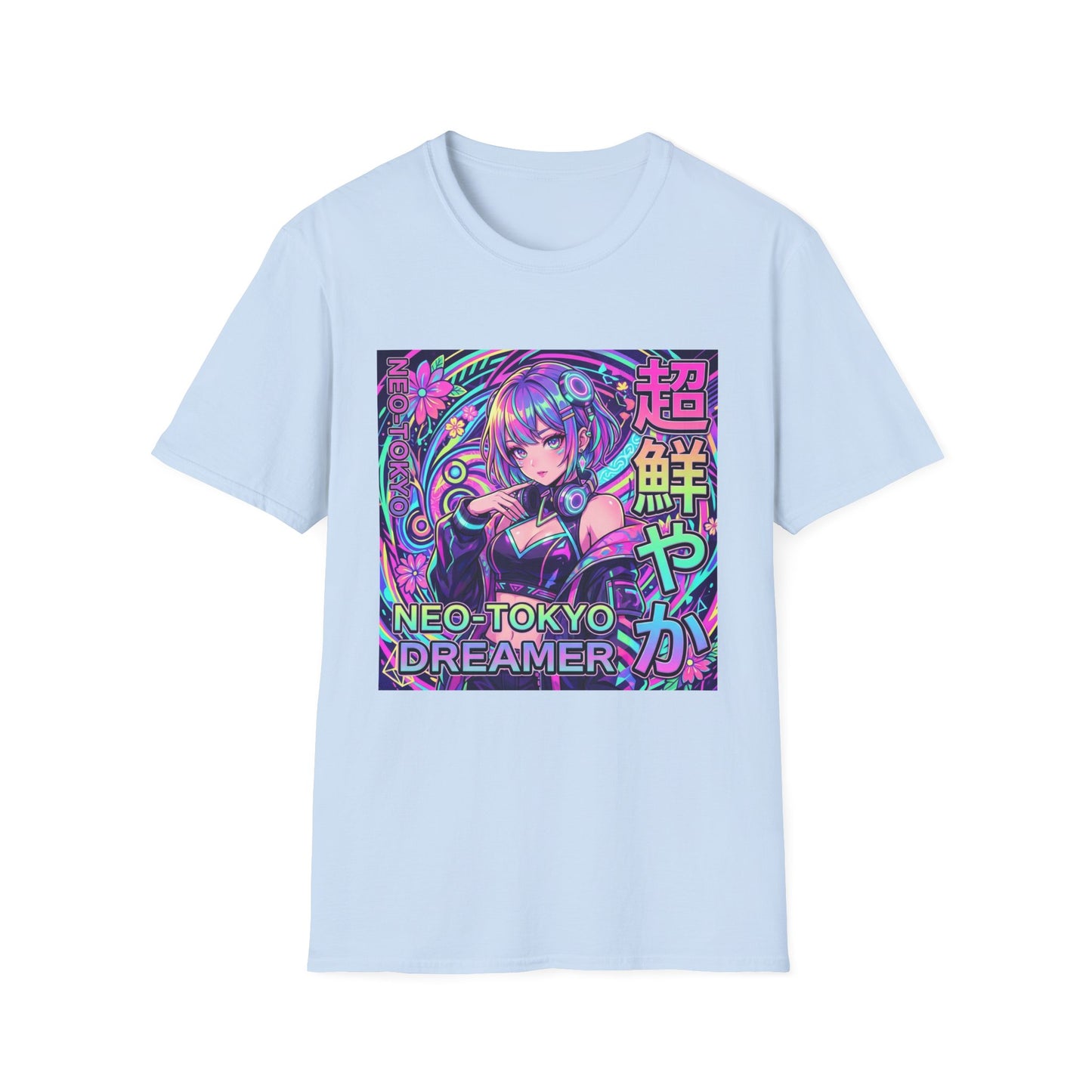 Neo-Tokyo Dreamer T-Shirt — Cyberpunk Anime Girl Graphic