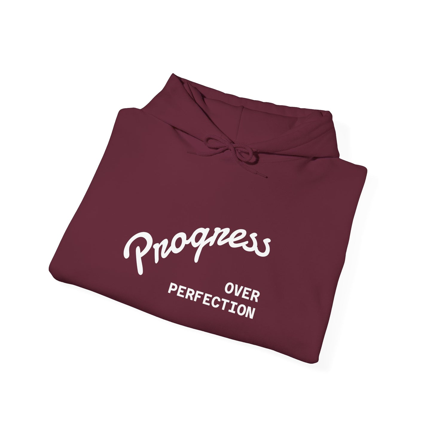 Progress Over Perfection Hoodie | Minimal Script Motivational Sweatshirt
