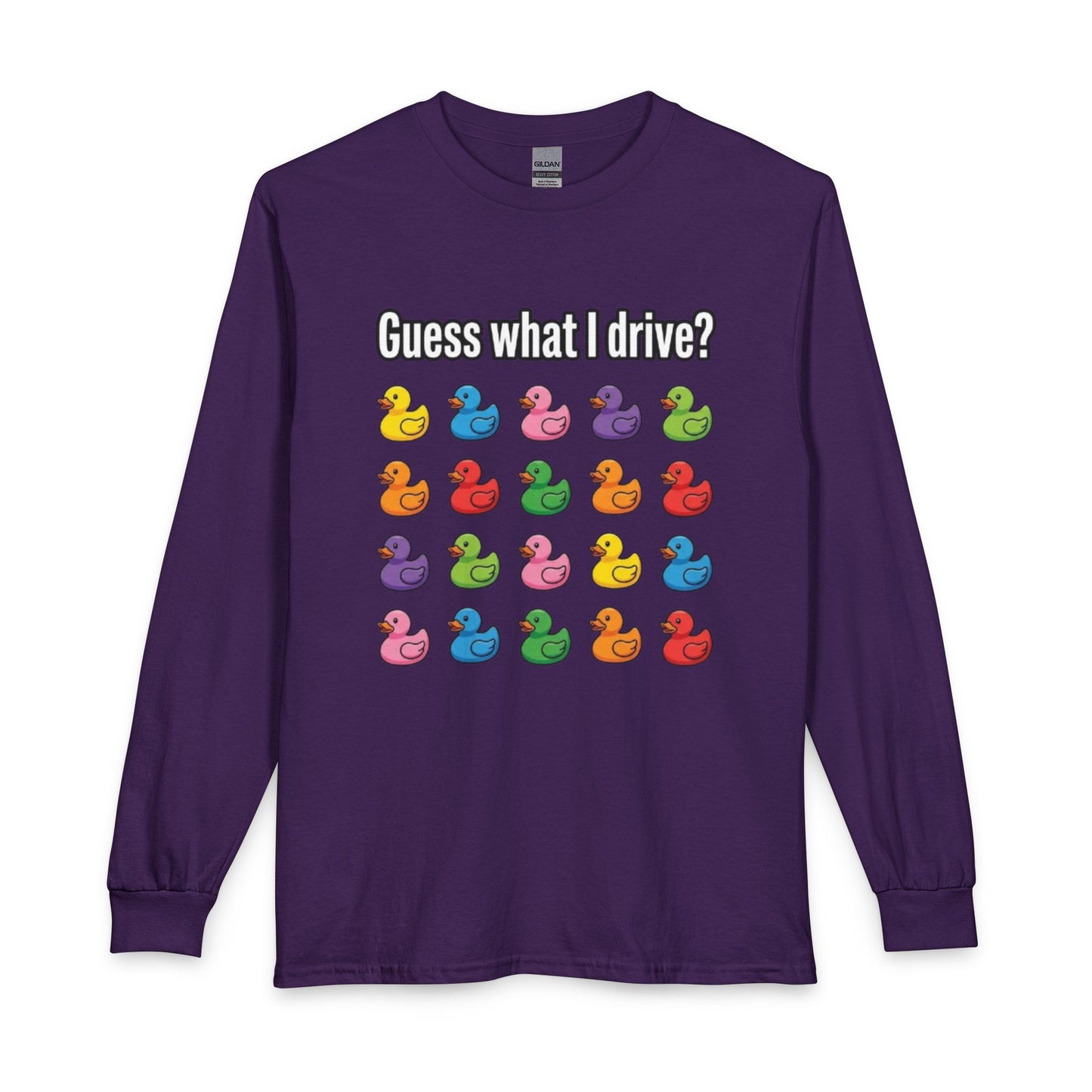 Guess What I Drive? Rubber Duckie Pattern Long Sleeve T-Shirt