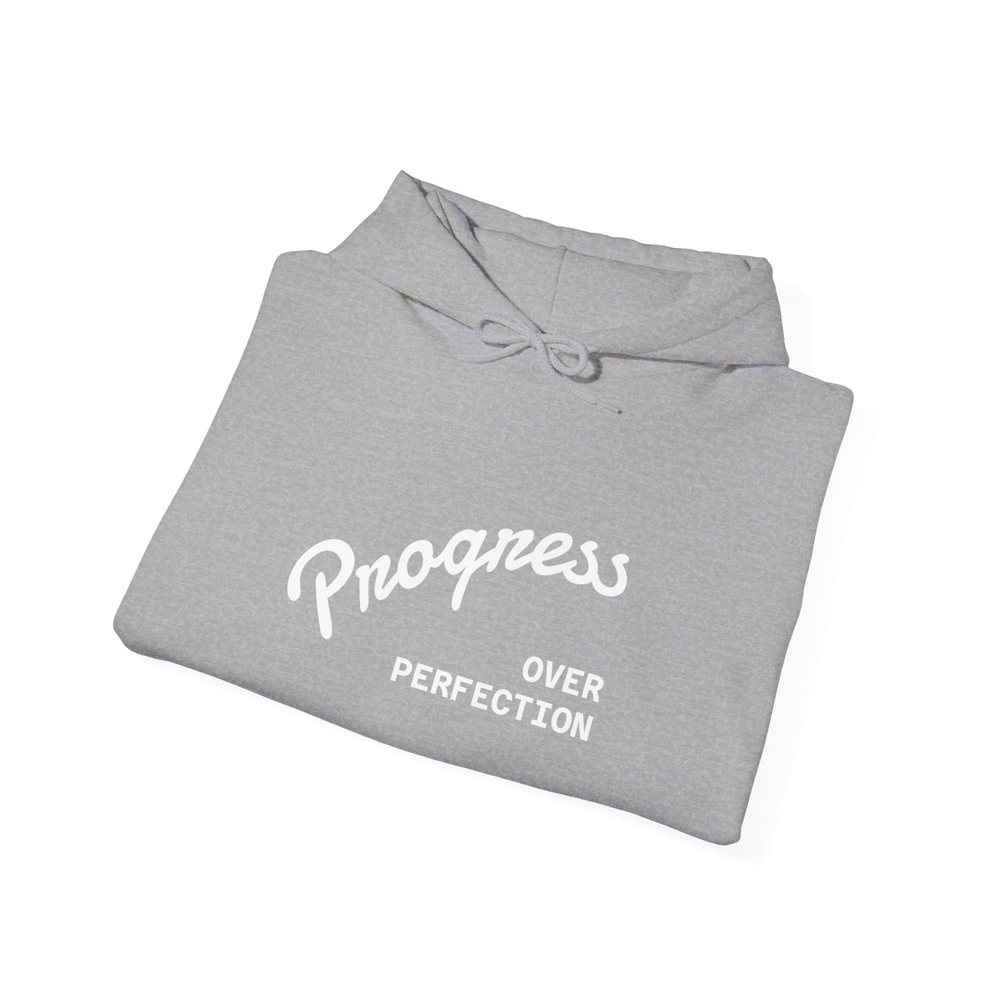 Progress Over Perfection Hoodie | Minimal Script Motivational Sweatshirt