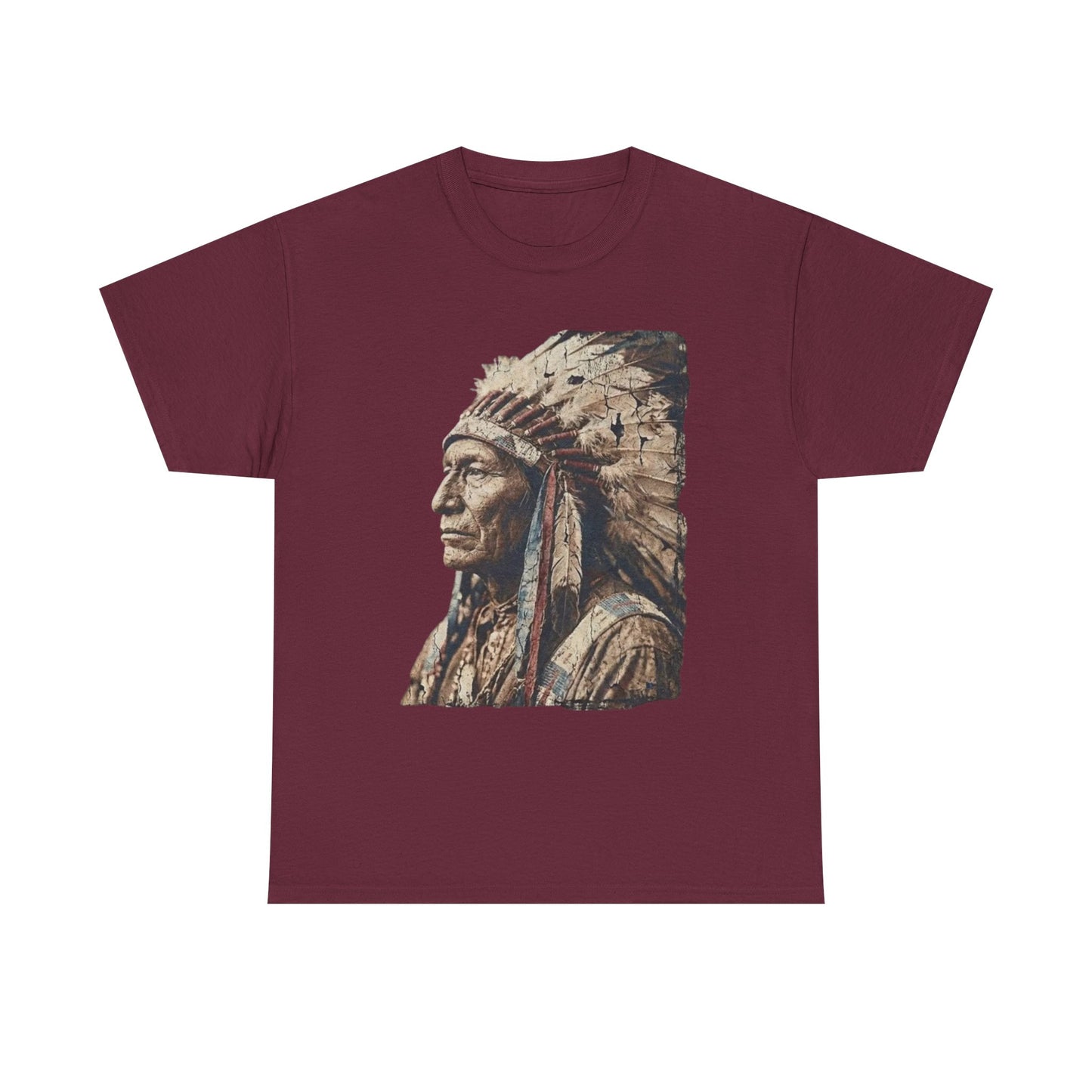 Native Chief Portrait T‑Shirt — Vintage Headdress Graphic Tee