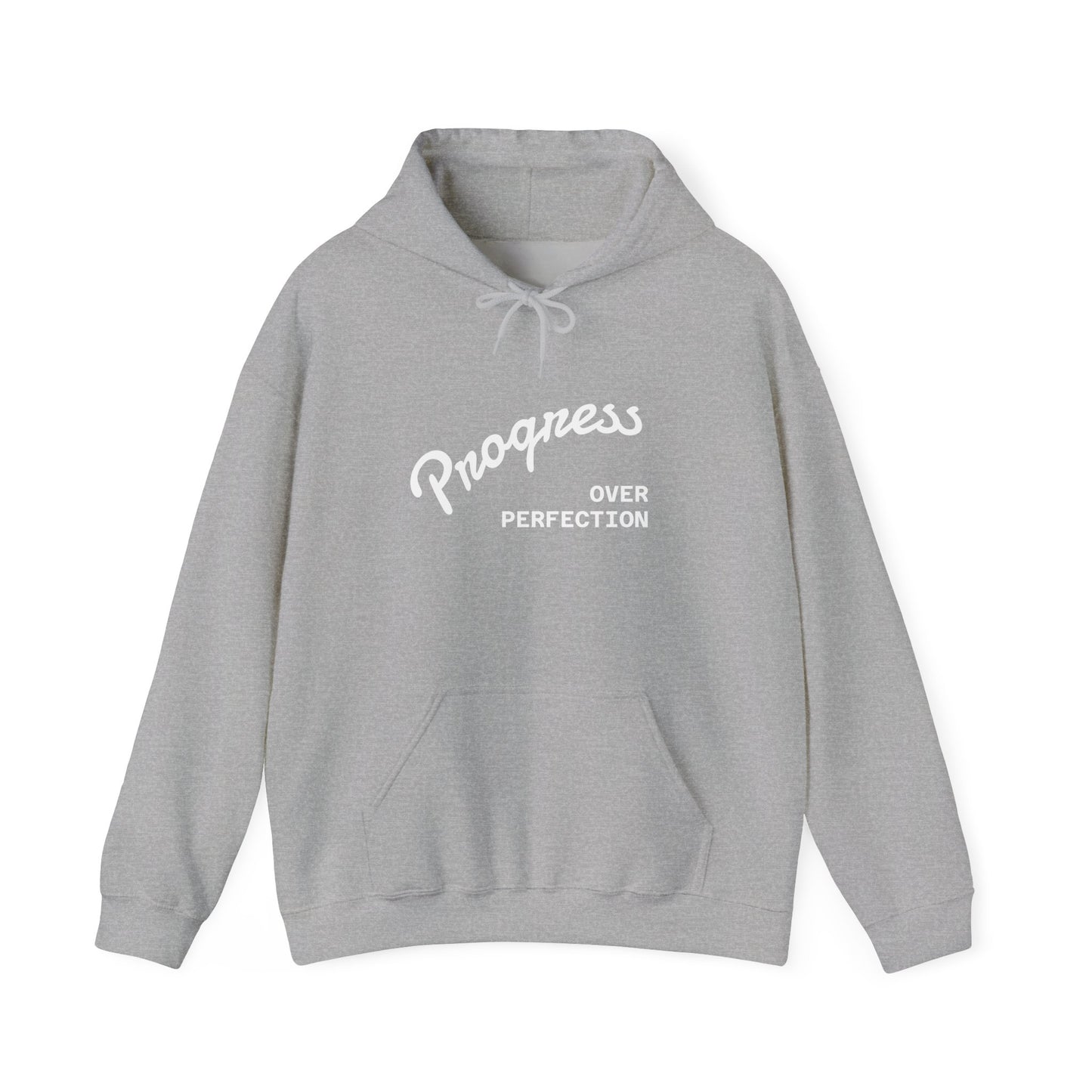 Progress Over Perfection Hoodie | Minimal Script Motivational Sweatshirt