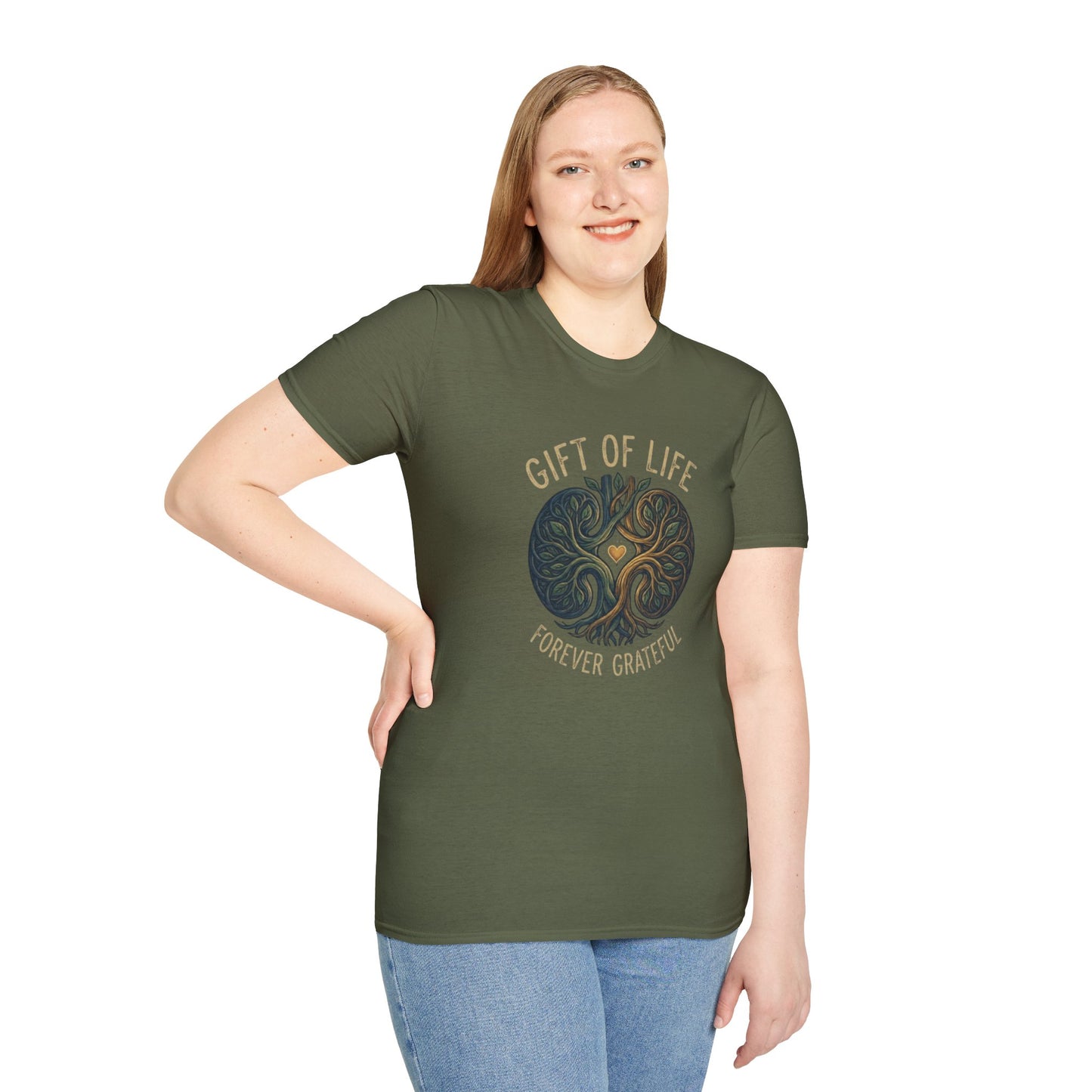 Gift of Life Tree Circle T-Shirt | Forever Grateful design