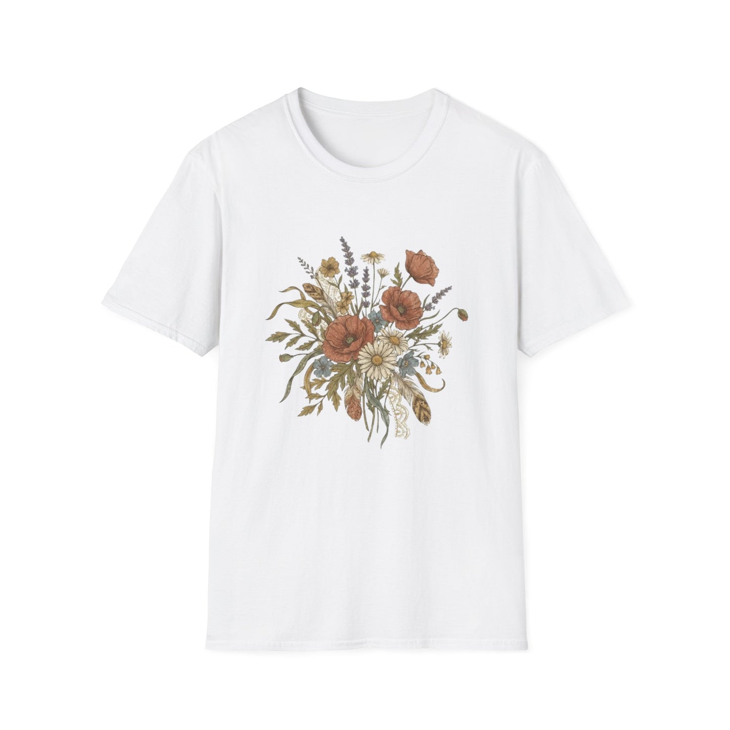 Rustic Wildflower Bouquet T-Shirt | Boho Floral Illustration