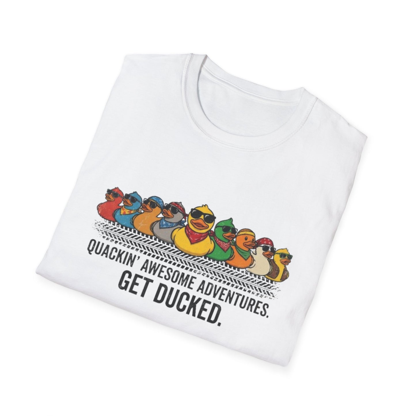 Quackin' Awesome Adventures Get Ducked T-Shirt | Rubber Duckie Row Graphic Tee