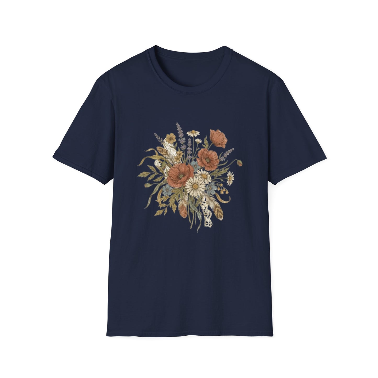 Rustic Wildflower Bouquet T-Shirt | Boho Floral Illustration