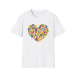 “Rubber duck heart graphic tee, White, lightweight cotton jersey, flat lay”