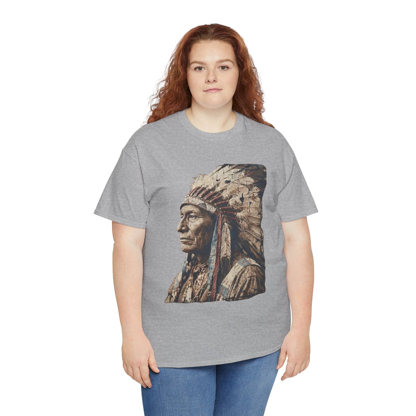 Native Chief Portrait T‑Shirt — Vintage Headdress Graphic Tee