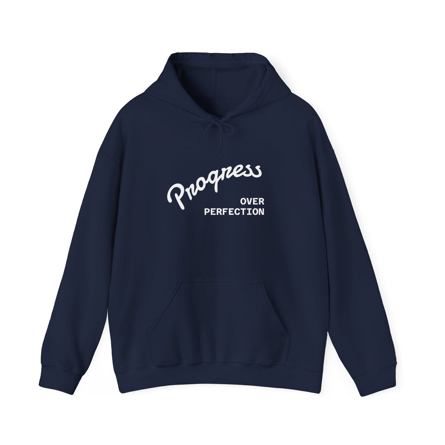 Progress Over Perfection Hoodie | Minimal Script Motivational Sweatshirt