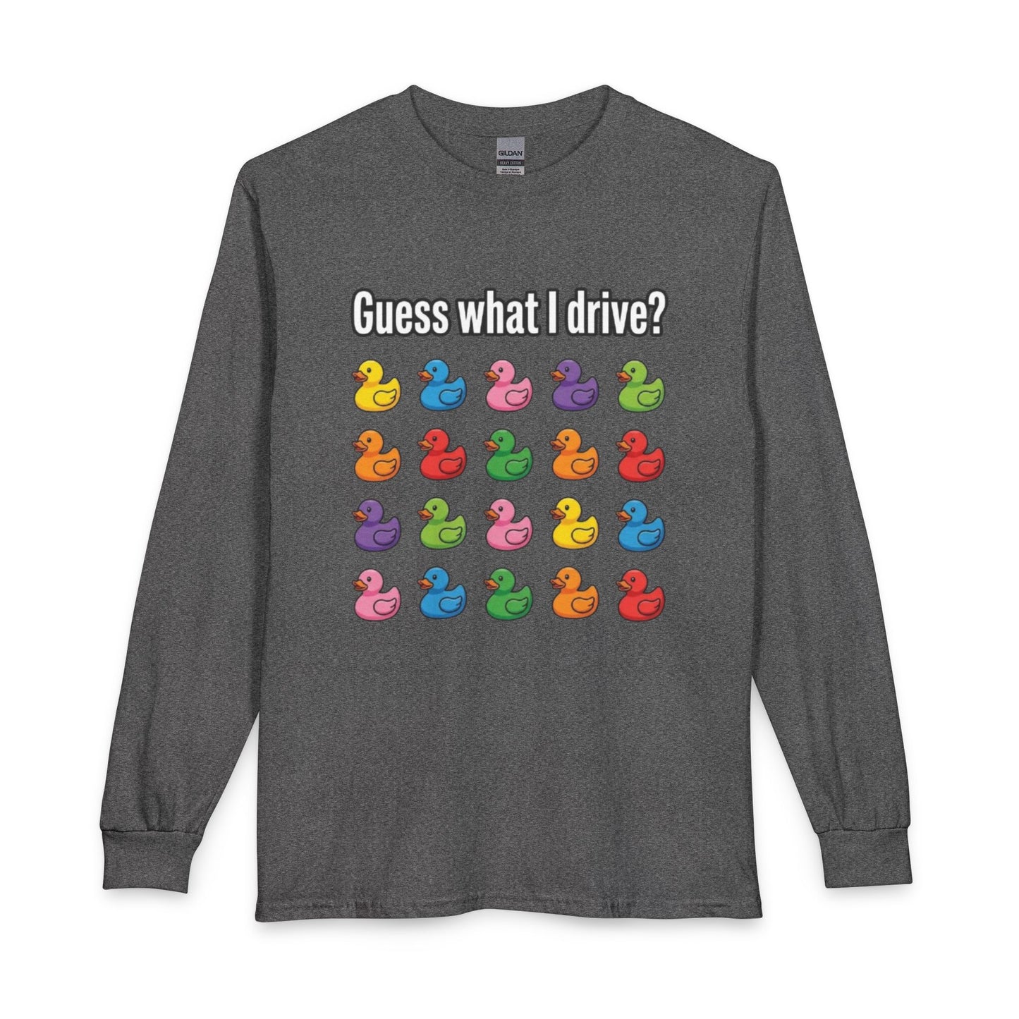 Guess What I Drive? Rubber Duckie Pattern Long Sleeve T-Shirt
