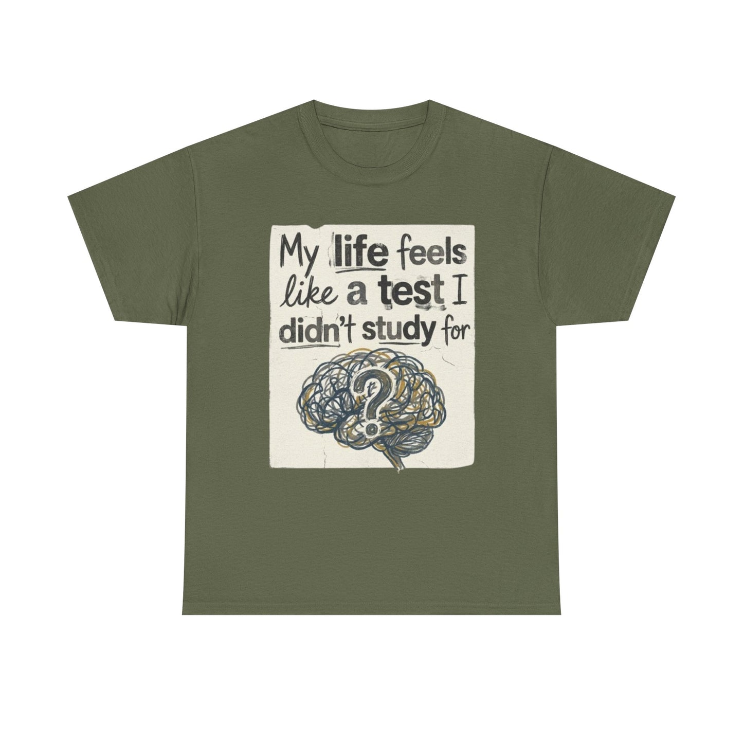 My Life Feels Like a Test I Didnt Study For T-Shirt, Brain Question Mark Tee