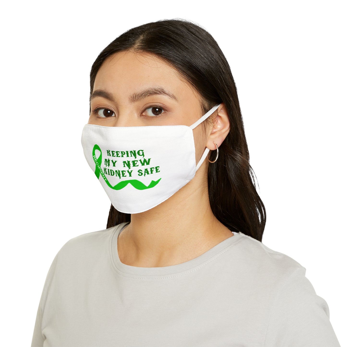 Kidney Awareness Face Mask - Keeping My New Kidney Safe, Health Accessory, Gift for Surgery Recovery, Support Mask, Green Ribbon