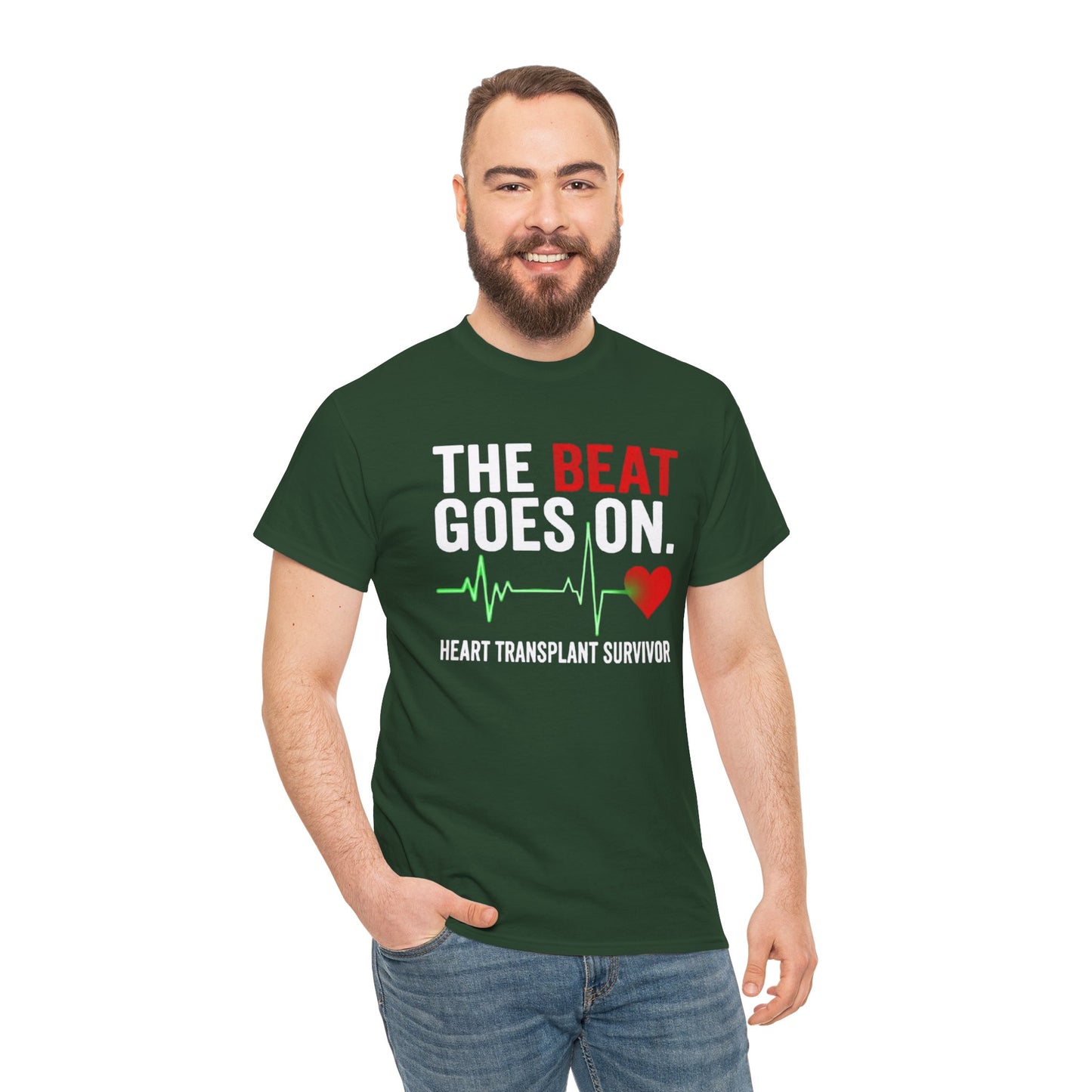 Heart Transplant Survivor T-Shirt - "The Beat Goes On" Cardiovascular Awareness Tee
