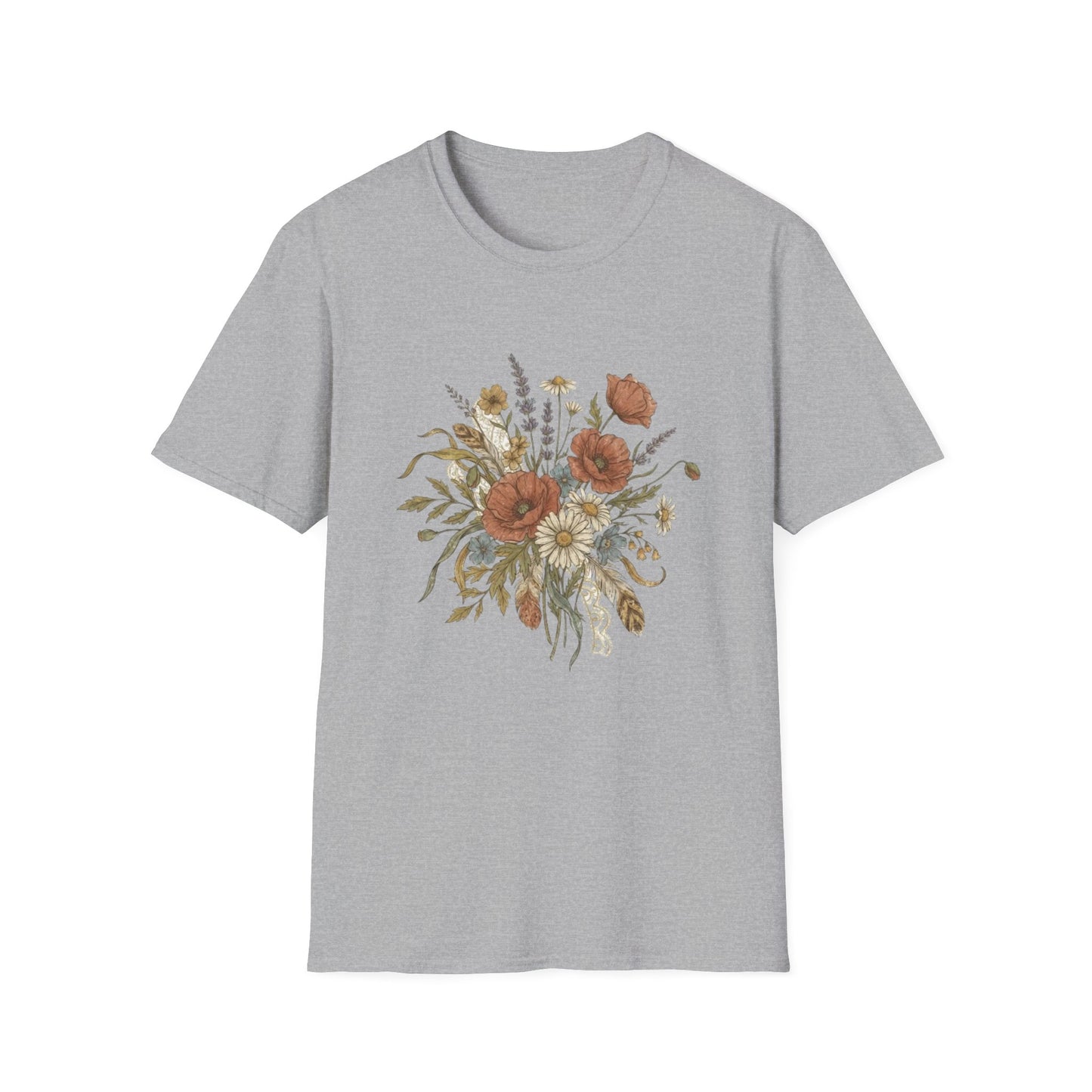 Rustic Wildflower Bouquet T-Shirt | Boho Floral Illustration