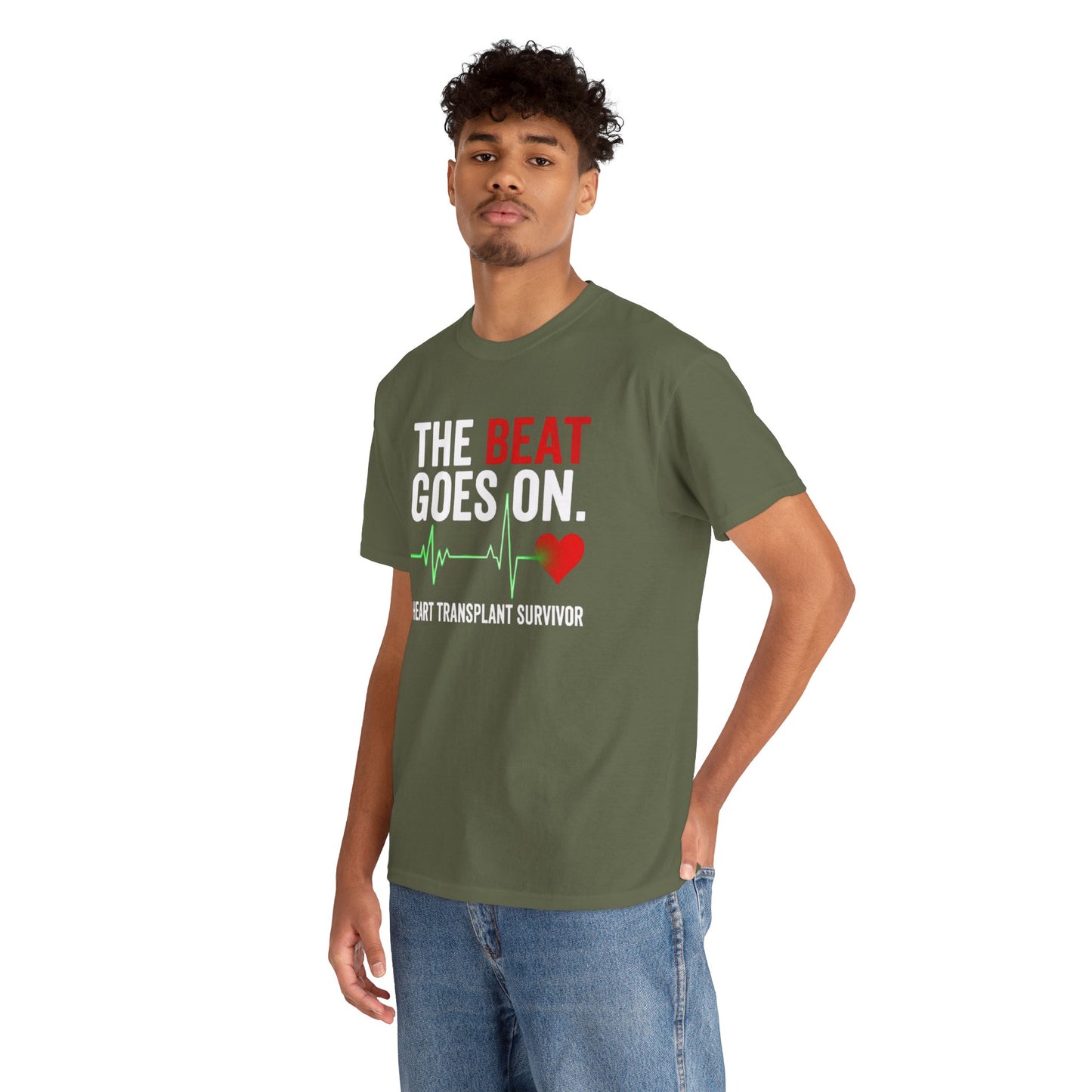 Heart Transplant Survivor T-Shirt - "The Beat Goes On" Cardiovascular Awareness Tee