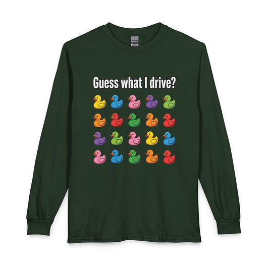 Guess What I Drive? Rubber Duckie Pattern Long Sleeve T-Shirt