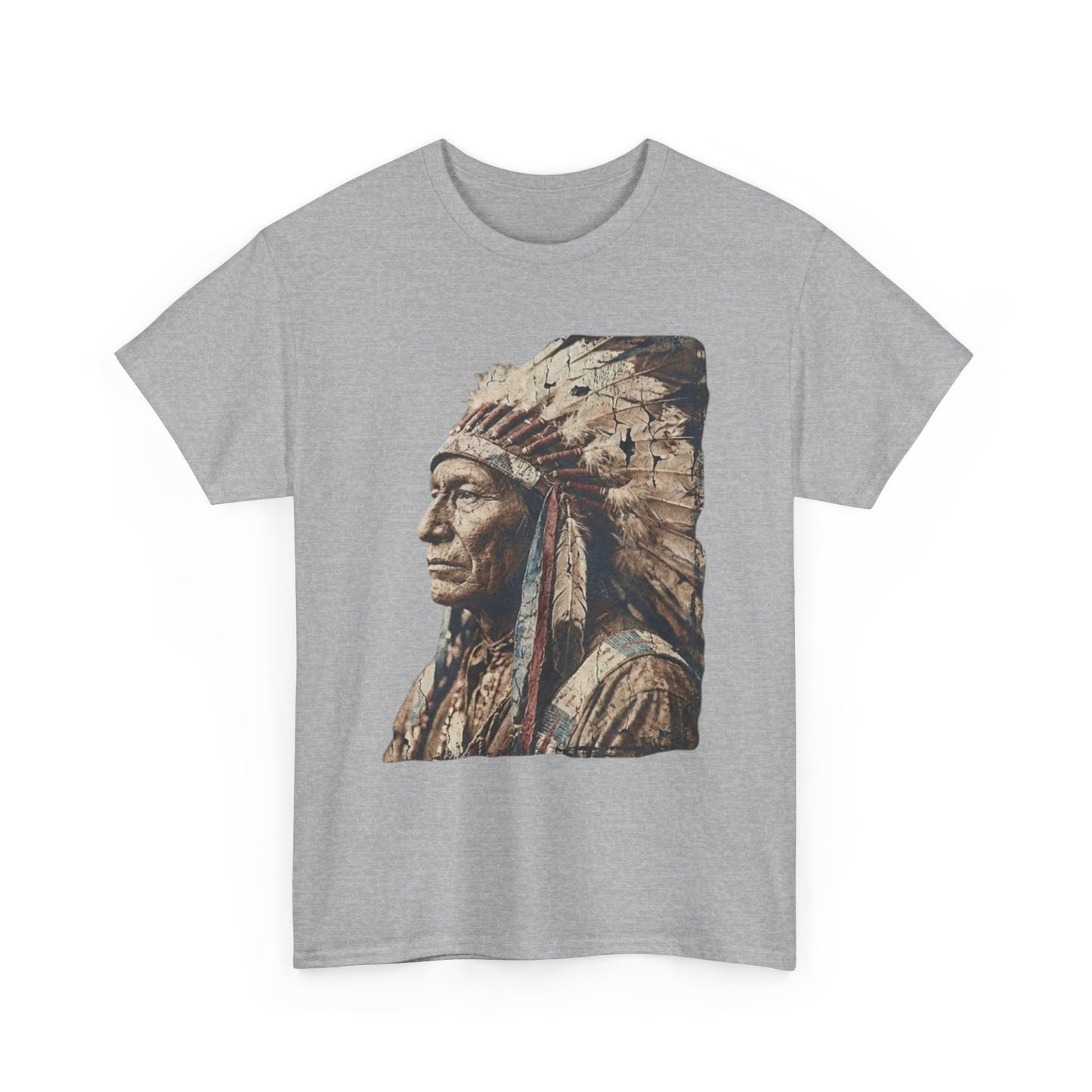 Native Chief Portrait T‑Shirt — Vintage Headdress Graphic Tee