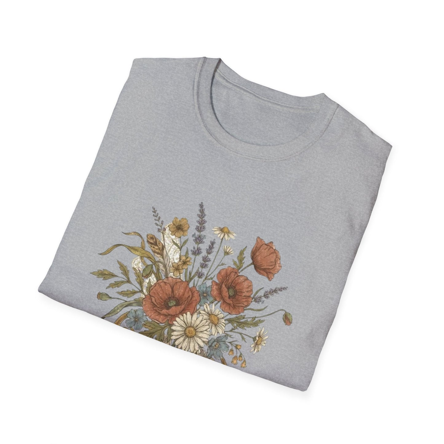 Rustic Wildflower Bouquet T-Shirt | Boho Floral Illustration