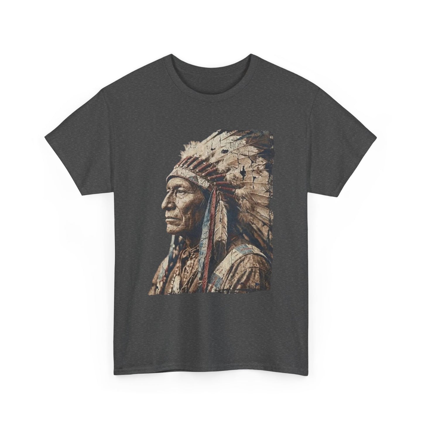 Native Chief Portrait T‑Shirt — Vintage Headdress Graphic Tee