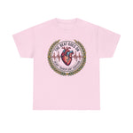 “The Beat Goes On heart transplant survivor unisex t‑shirt, front print, multiple sizes S–5XL”