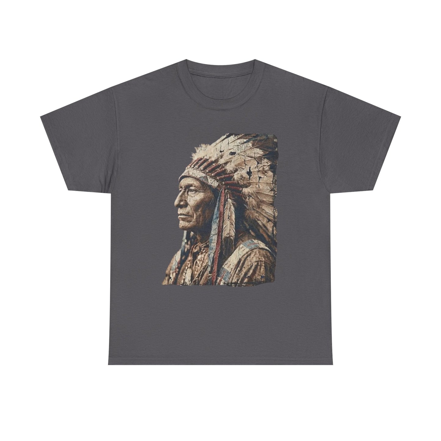 Native Chief Portrait T‑Shirt — Vintage Headdress Graphic Tee
