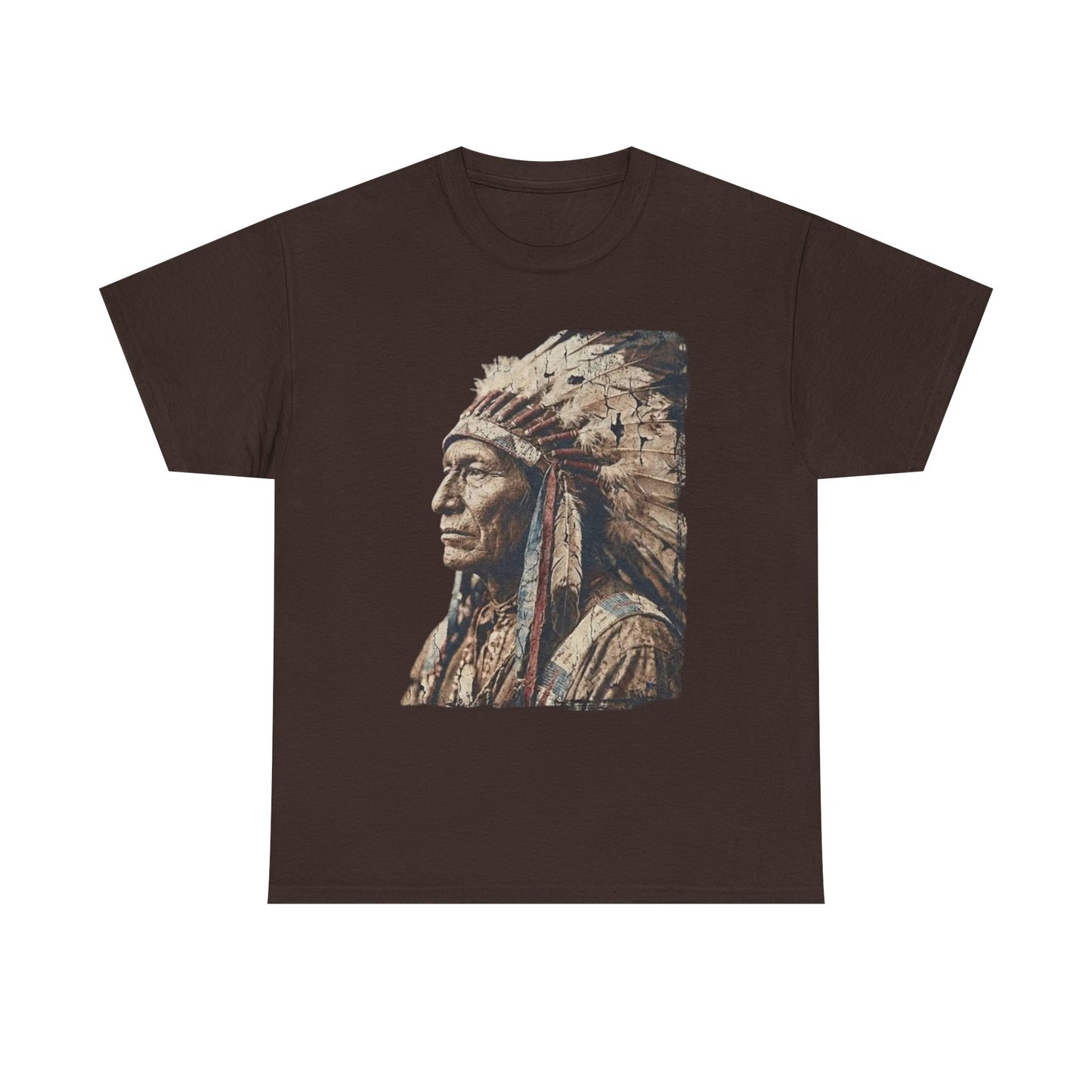 Native Chief Portrait T‑Shirt — Vintage Headdress Graphic Tee