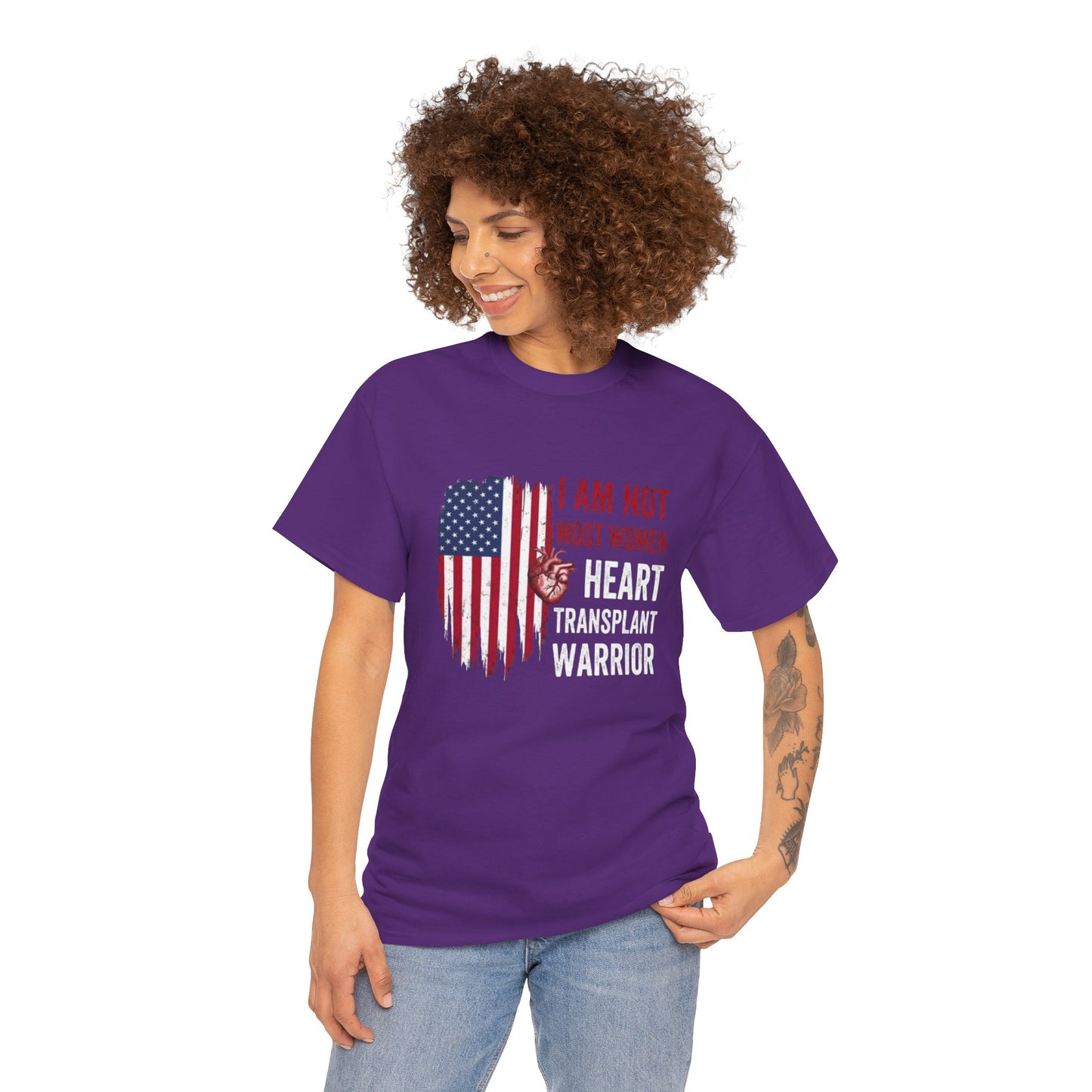 Heart Transplant Warrior T‑Shirt — I Am Not Most Women Patriotic Flag Tee